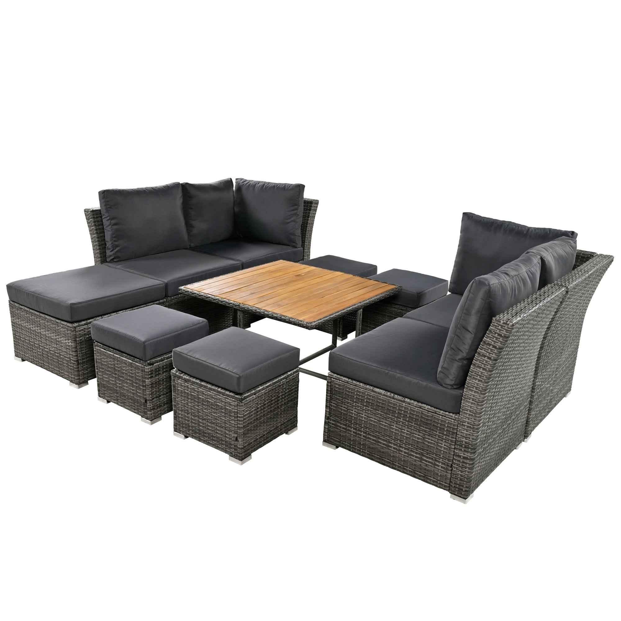 Patio Furniture Set, 10 Piece Outdoor Conversation Set, CoffeeTable Trustymall