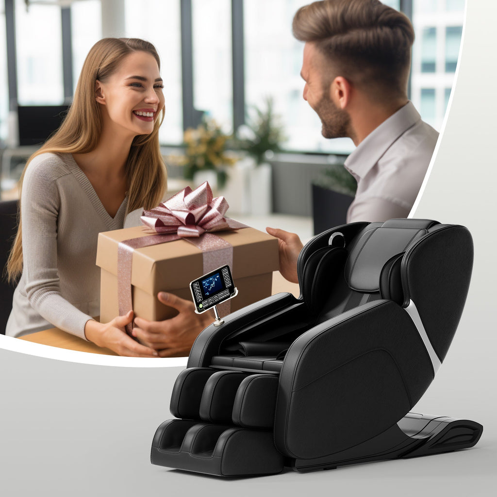 Full body deep tissue massage chair, foot massage, 8 fixed massage rollers, touch screen suitable for 5.1-5.75 feet high (black) V.I.P Digital Presence