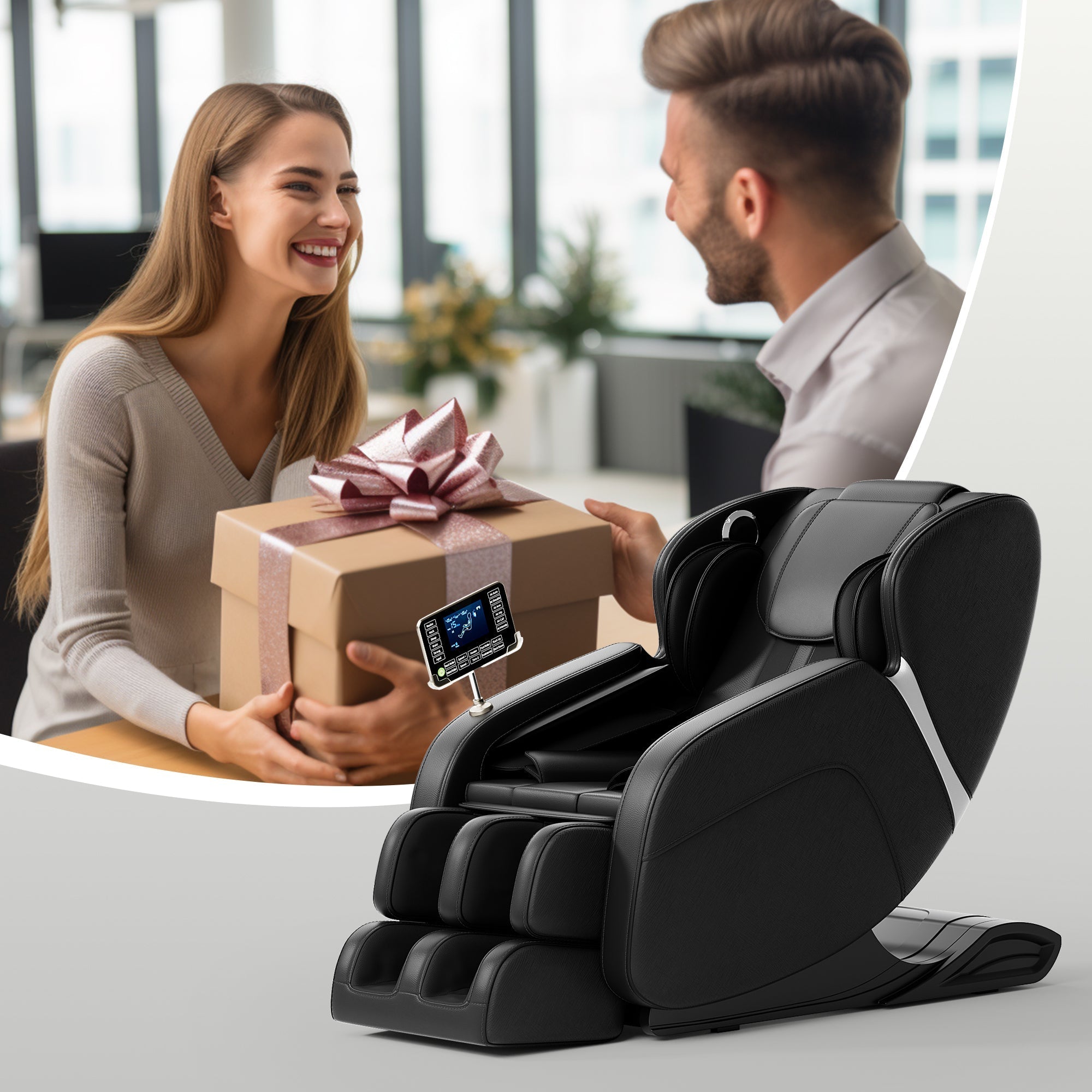 Full body deep tissue massage chair, foot massage, 8 fixed massage rollers, touch screen suitable for 5.1-5.75 feet high (black) V.I.P Digital Presence