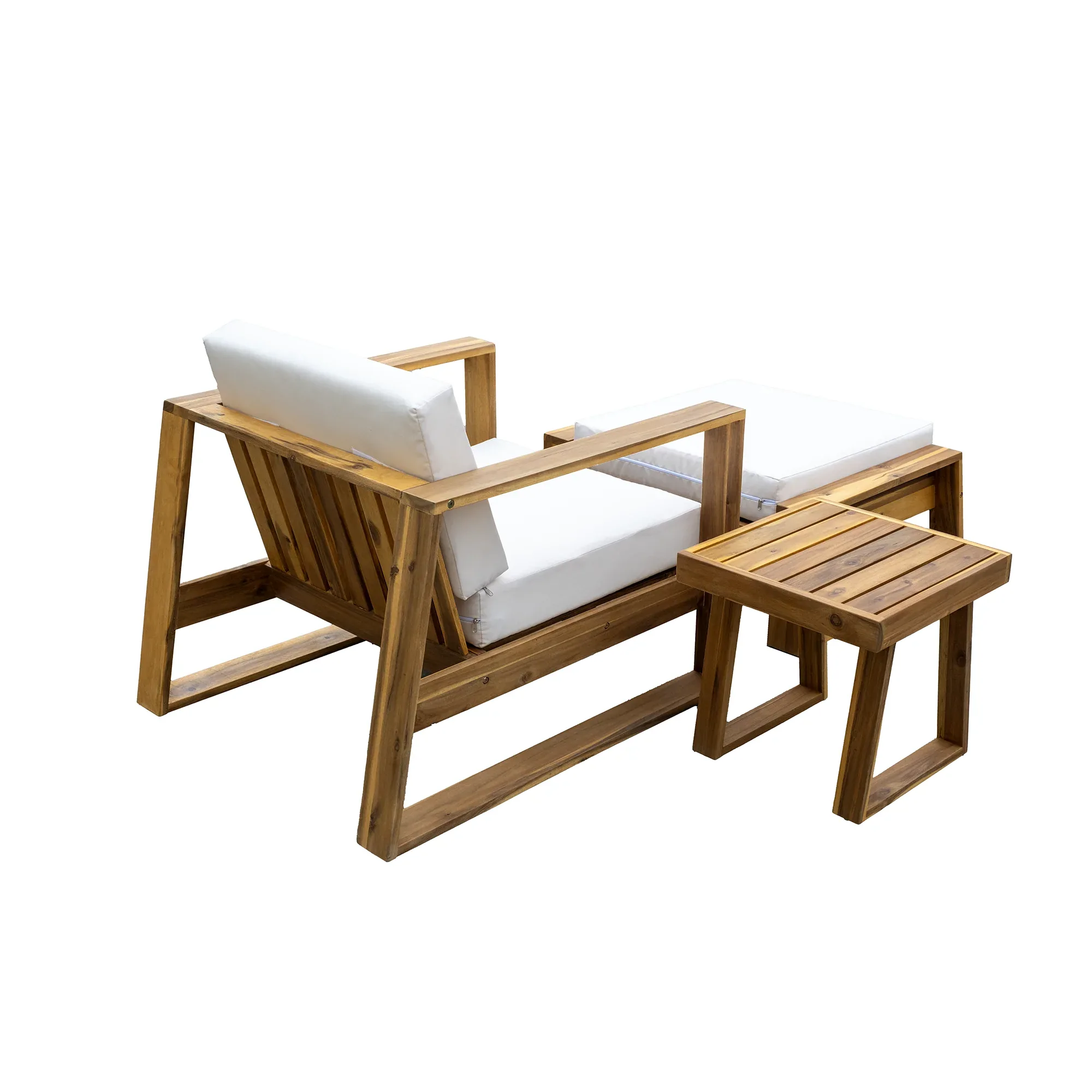 Acacia Wood Outdoor Lounge Set - Chair & Ottoman, Perfect for Patios, Trustymall