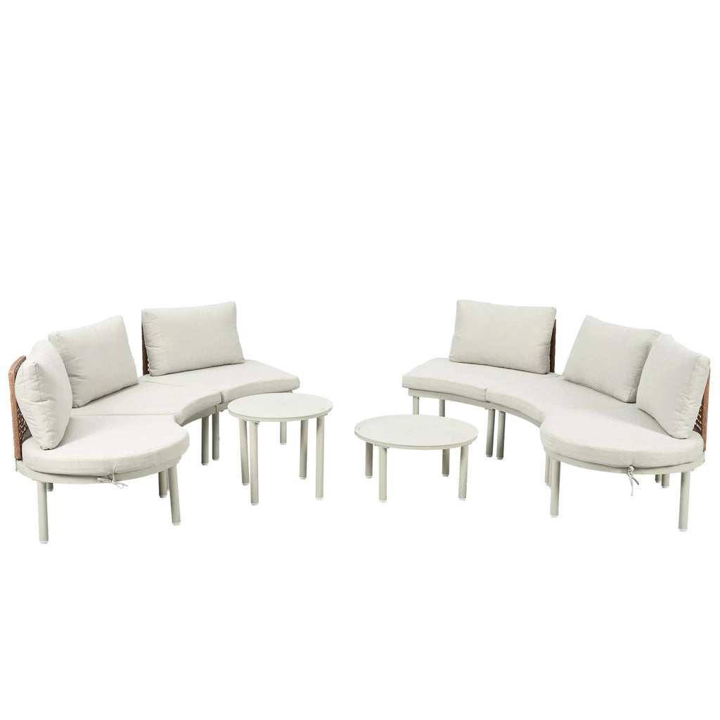 8-Piece Patio Sofa Furniture Set, Half Moon Outdoor Sectional Sofa Trustymall