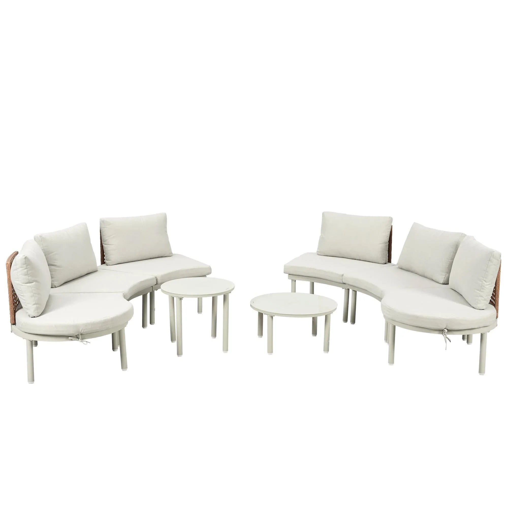8-Piece Patio Sofa Furniture Set, Half Moon Outdoor Sectional Sofa Trustymall