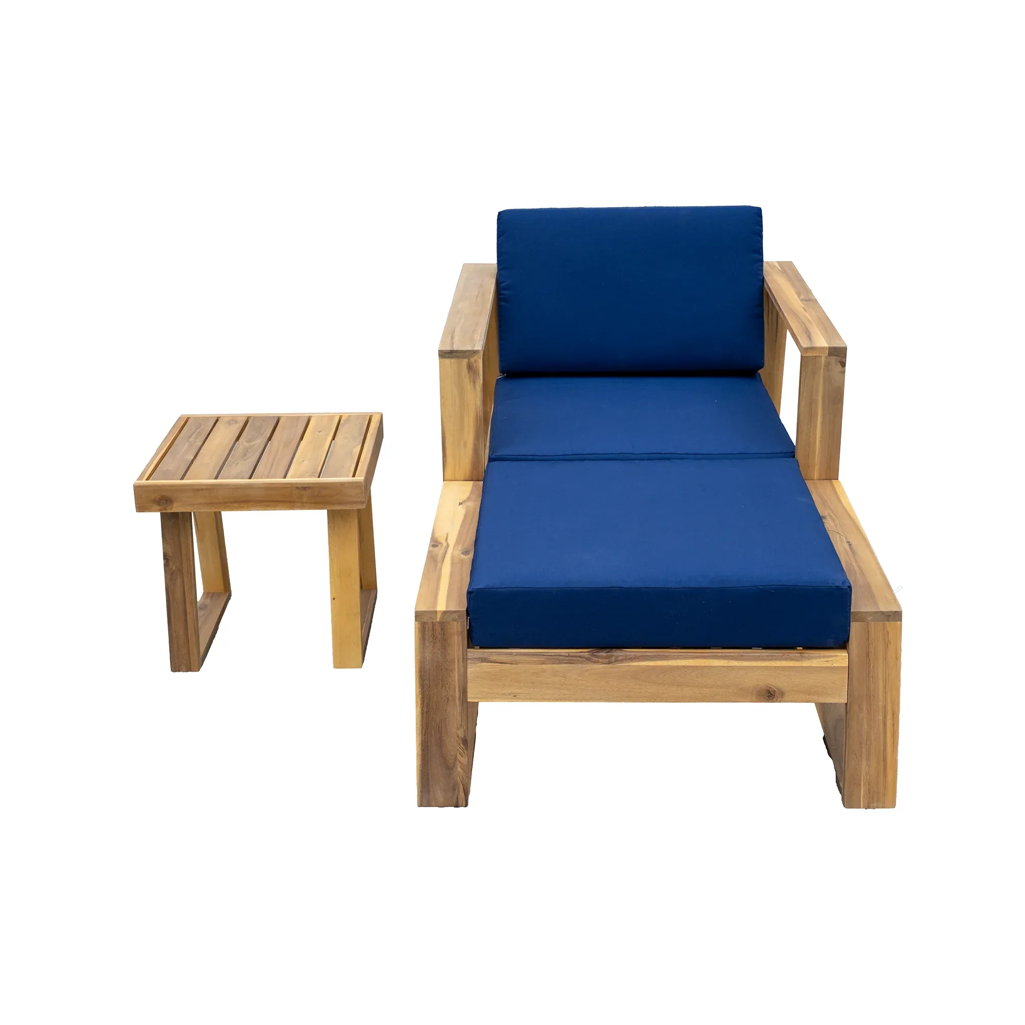 Acacia Wood Outdoor Lounge Set - Chair & Ottoman, Perfect for Patios, Trustymall