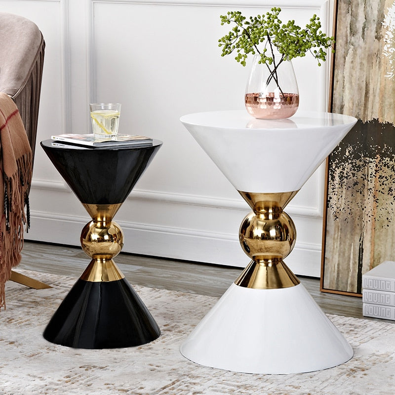 Light luxury style side table post-modern Mini removable sofa corner American black and white New Chinese style stainless steel corner table FLIPSTYLEZLLC