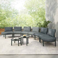 8-Piece Patio Sofa Furniture Set, Half Moon Outdoor Sectional Sofa Trustymall