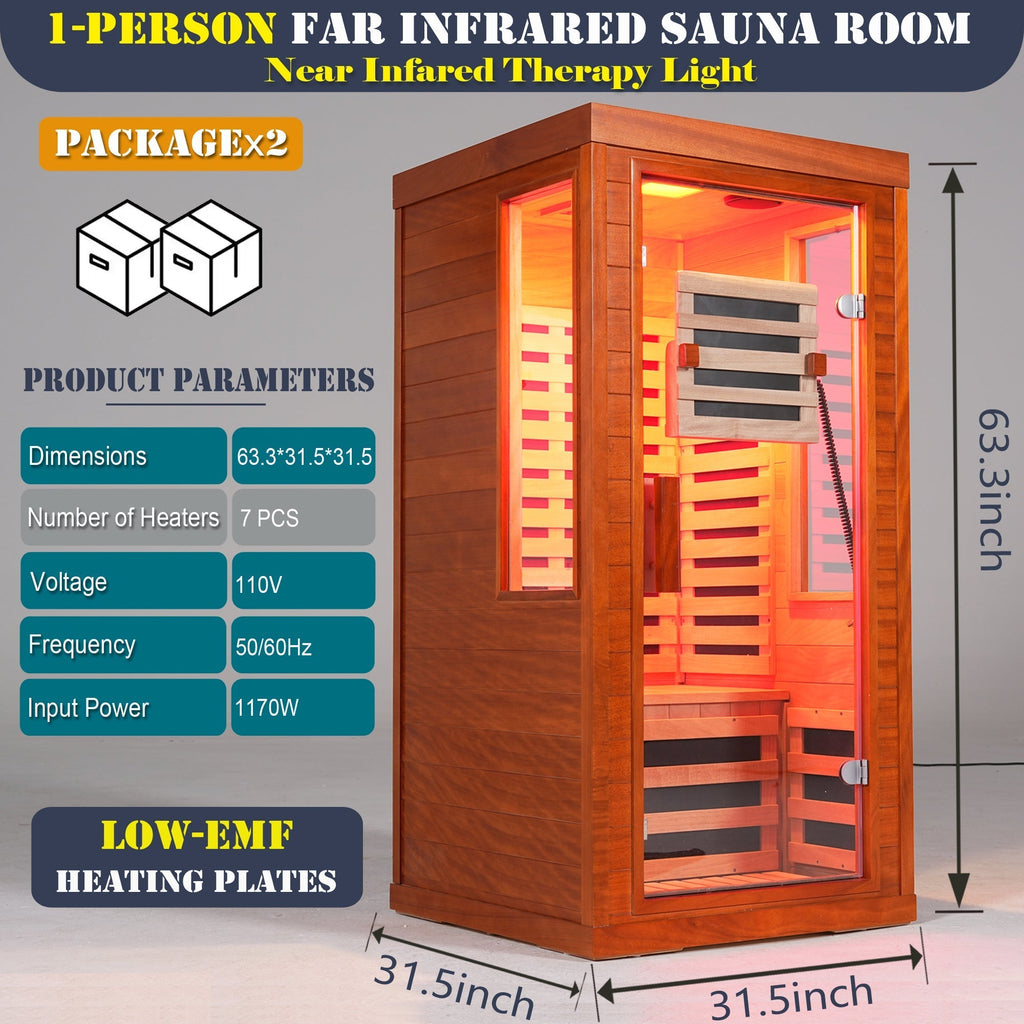 One person infrared sauna with red light HouseOfZazla