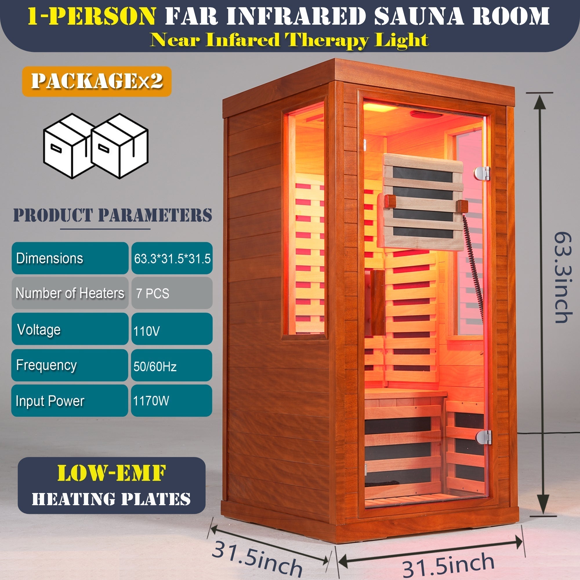 One person infrared sauna with red light HouseOfZazla