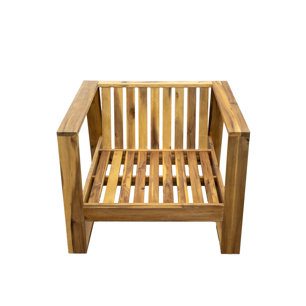 Acacia Wood Outdoor Lounge Set - Chair & Ottoman, Perfect for Patios, Trustymall