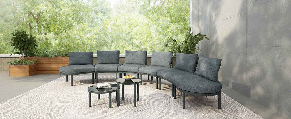 8-Piece Patio Sofa Furniture Set, Half Moon Outdoor Sectional Sofa Trustymall