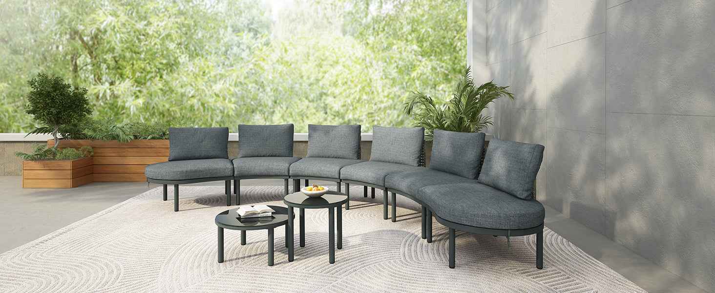 8-Piece Patio Sofa Furniture Set, Half Moon Outdoor Sectional Sofa Trustymall