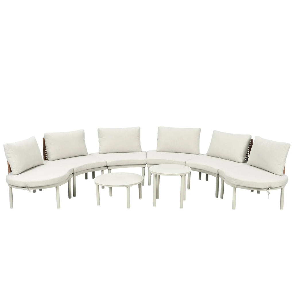 8-Piece Patio Sofa Furniture Set, Half Moon Outdoor Sectional Sofa Trustymall