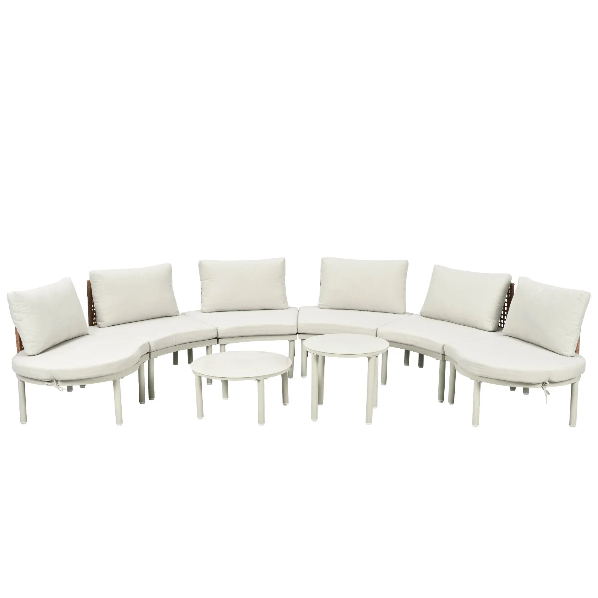 8-Piece Patio Sofa Furniture Set, Half Moon Outdoor Sectional Sofa Trustymall