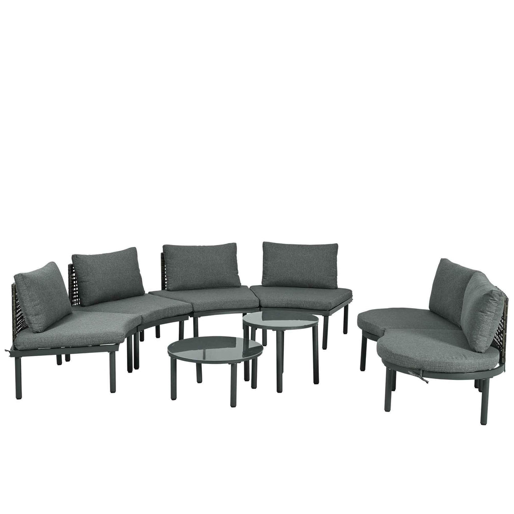 8-Piece Patio Sofa Furniture Set, Half Moon Outdoor Sectional Sofa Trustymall
