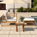 Acacia Wood Outdoor Lounge Set - Chair & Ottoman, Perfect for Patios, Trustymall