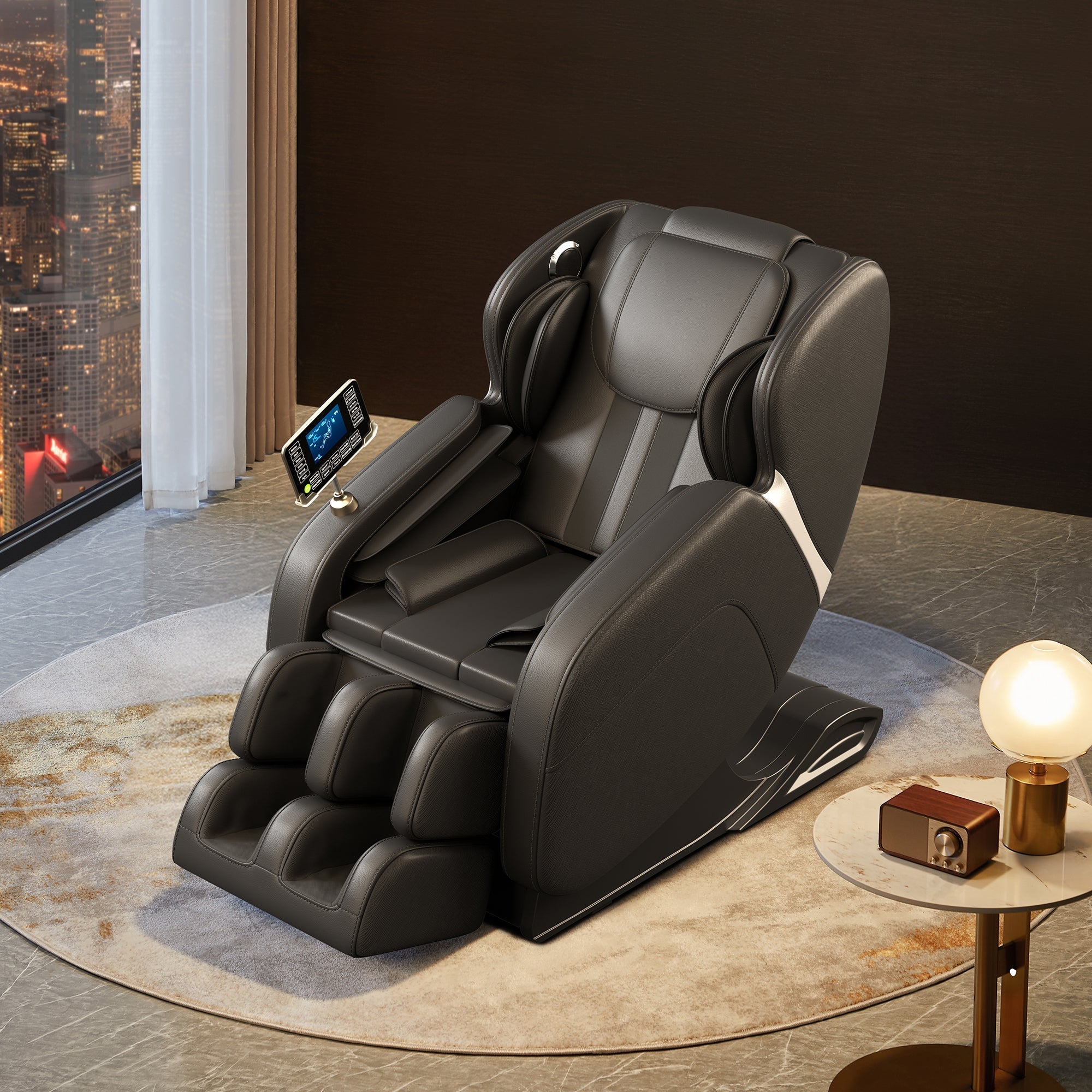 Full body deep tissue massage chair, foot massage, 8 fixed massage rollers, touch screen suitable for 5.1-5.75 feet high (black) V.I.P Digital Presence
