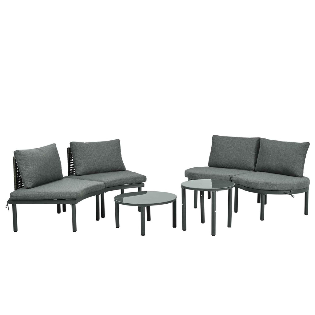 6-Piece Patio Sofa Furniture Set, Half Moon Outdoor Sectional Sofa Trustymall