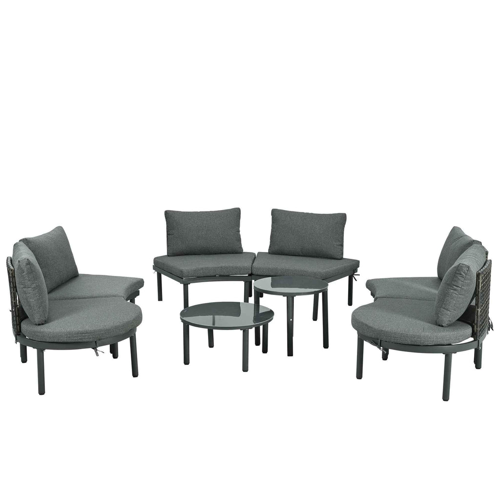 8-Piece Patio Sofa Furniture Set, Half Moon Outdoor Sectional Sofa Trustymall