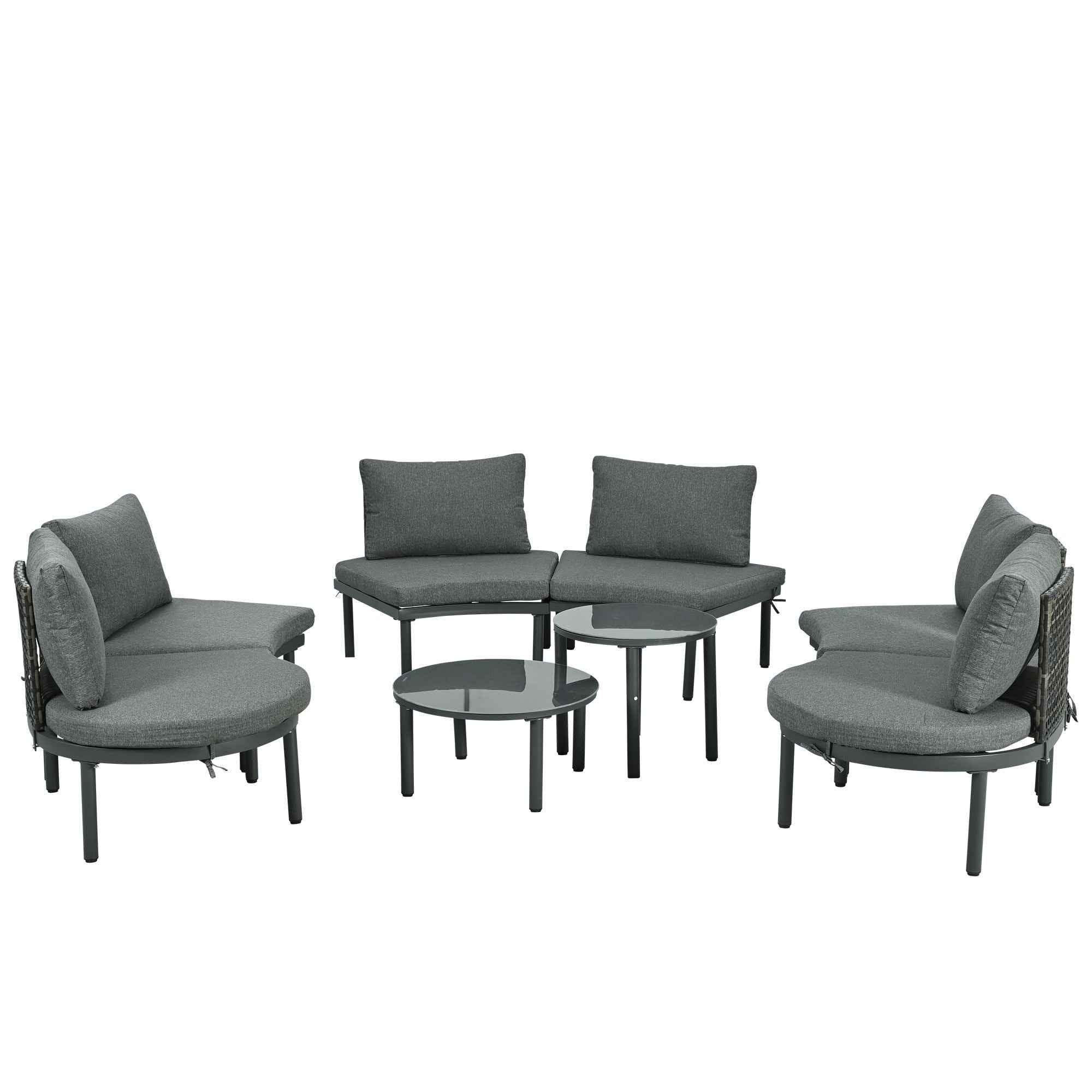 8-Piece Patio Sofa Furniture Set, Half Moon Outdoor Sectional Sofa Trustymall
