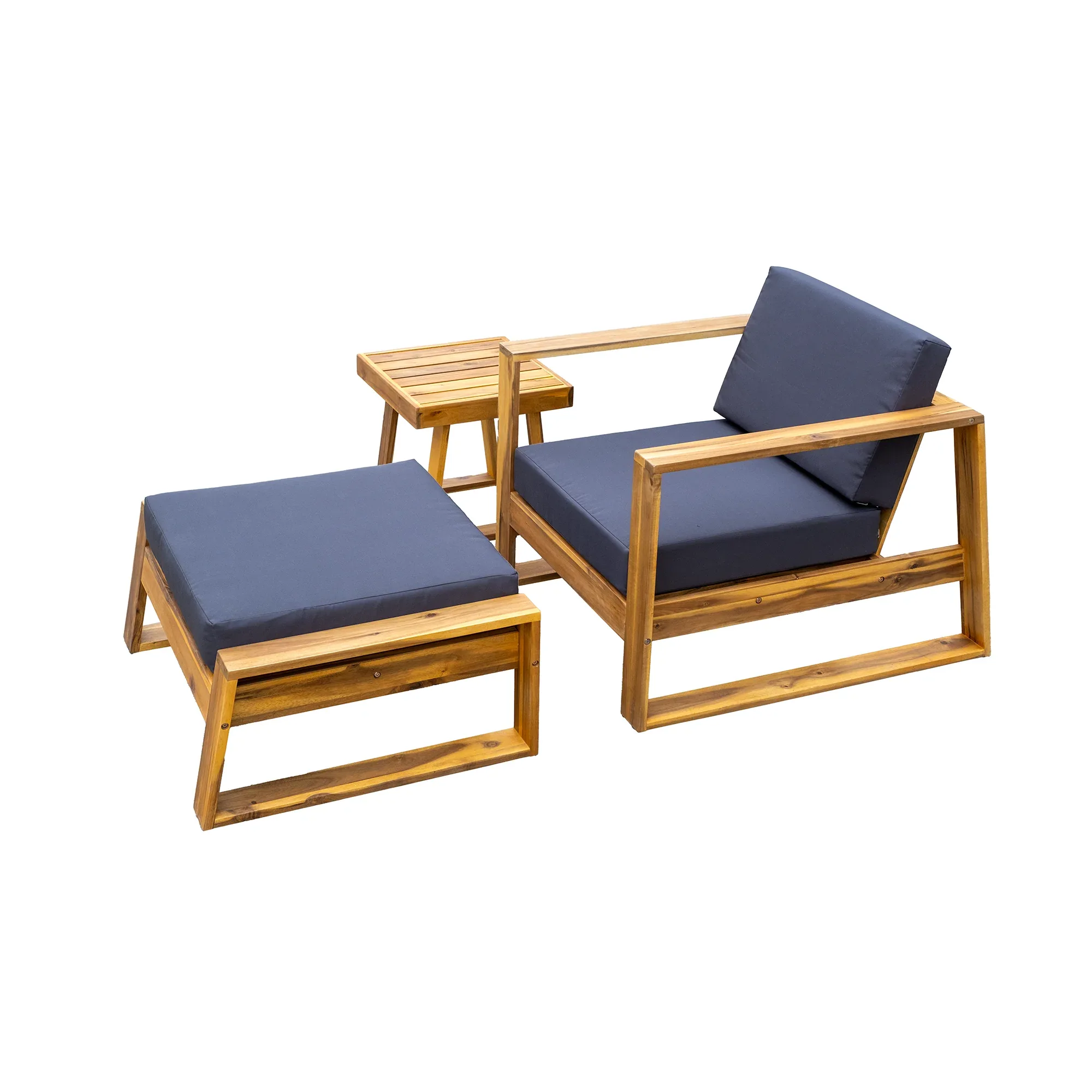 Acacia Wood Outdoor Lounge Set - Chair & Ottoman, Perfect for Patios, Trustymall