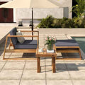 Acacia Wood Outdoor Lounge Set - Chair & Ottoman, Perfect for Patios, Trustymall