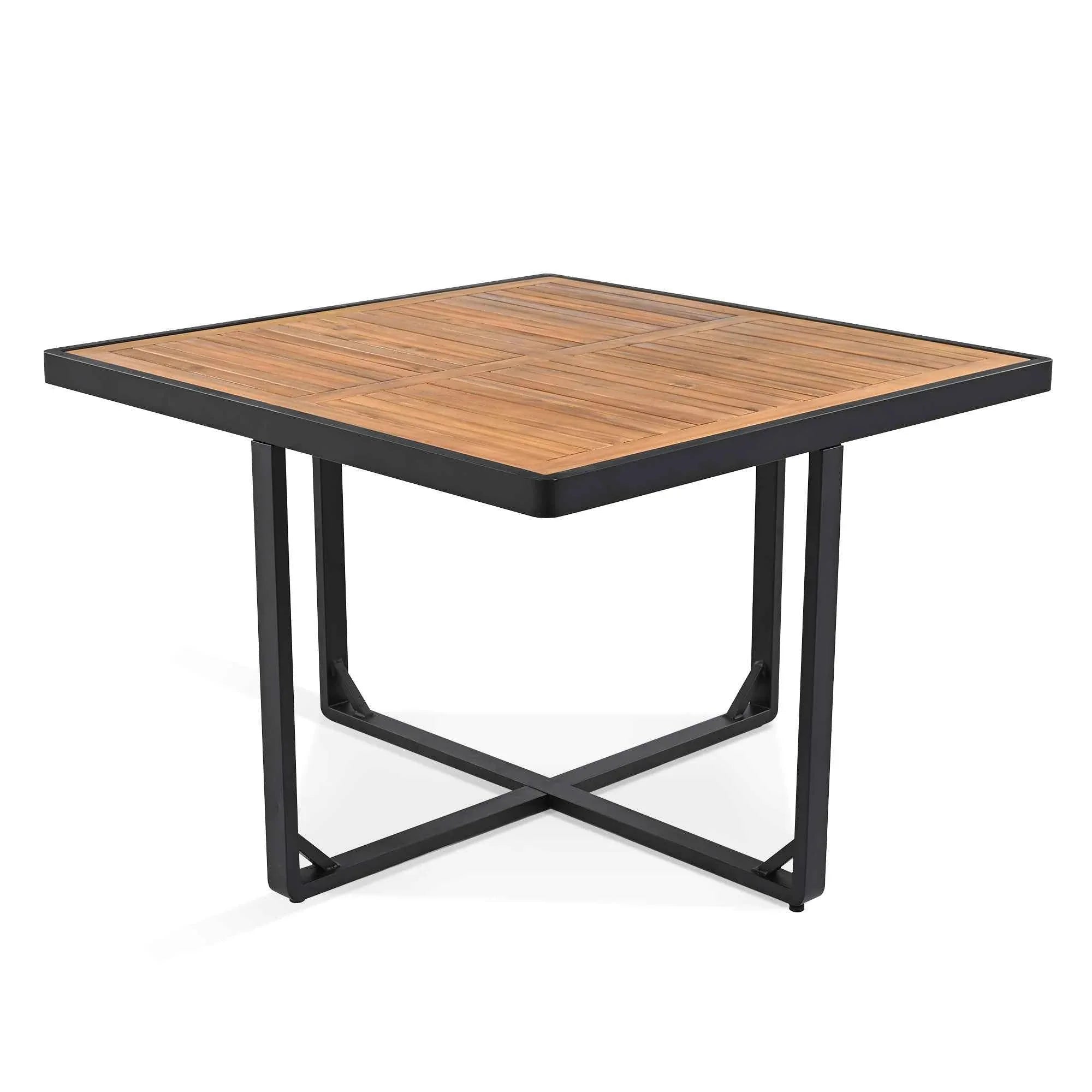 9-Pieces Acacia Wood Patio Dining Set, Space Saving Outdoor Patio Set, Trustymall