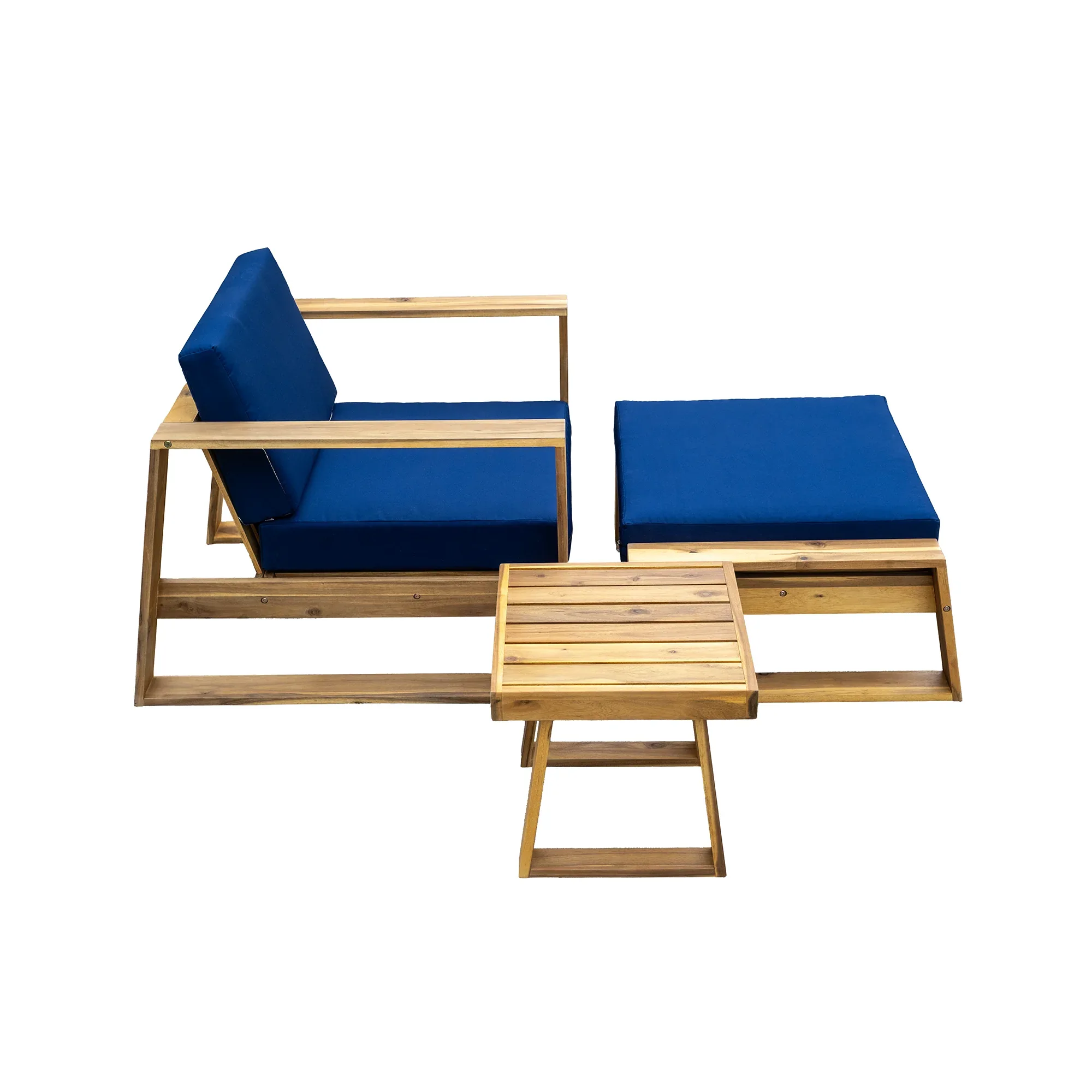 Acacia Wood Outdoor Lounge Set - Chair & Ottoman, Perfect for Patios, Trustymall