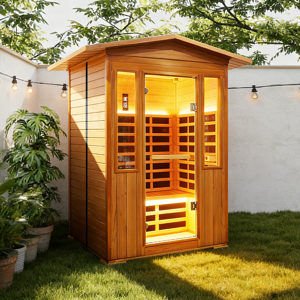 Outdoor Double Red Cedar Far Infrared Sauna Room HouseOfZazla