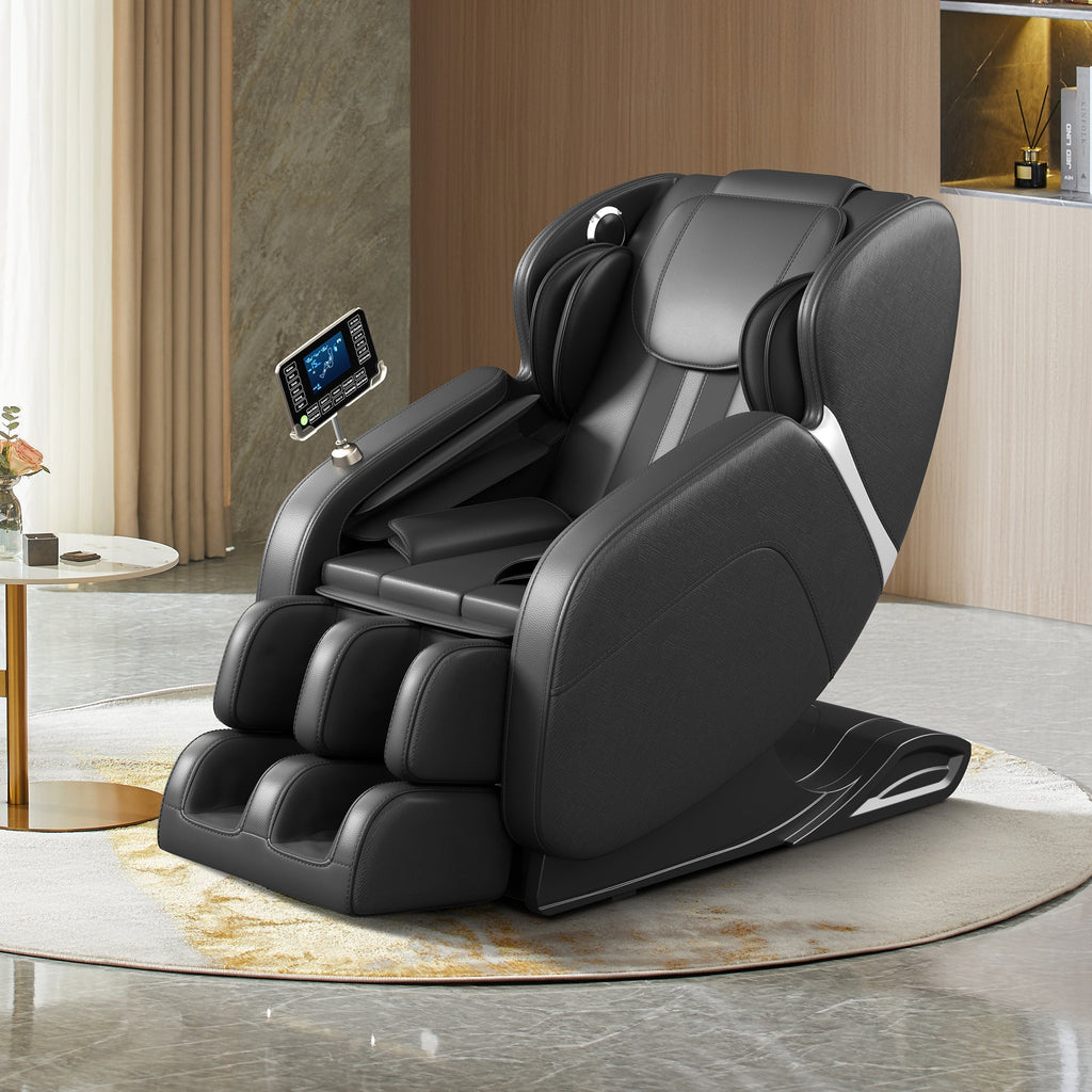 Full body deep tissue massage chair, foot massage, 8 fixed massage rollers, touch screen suitable for 5.1-5.75 feet high (black) V.I.P Digital Presence