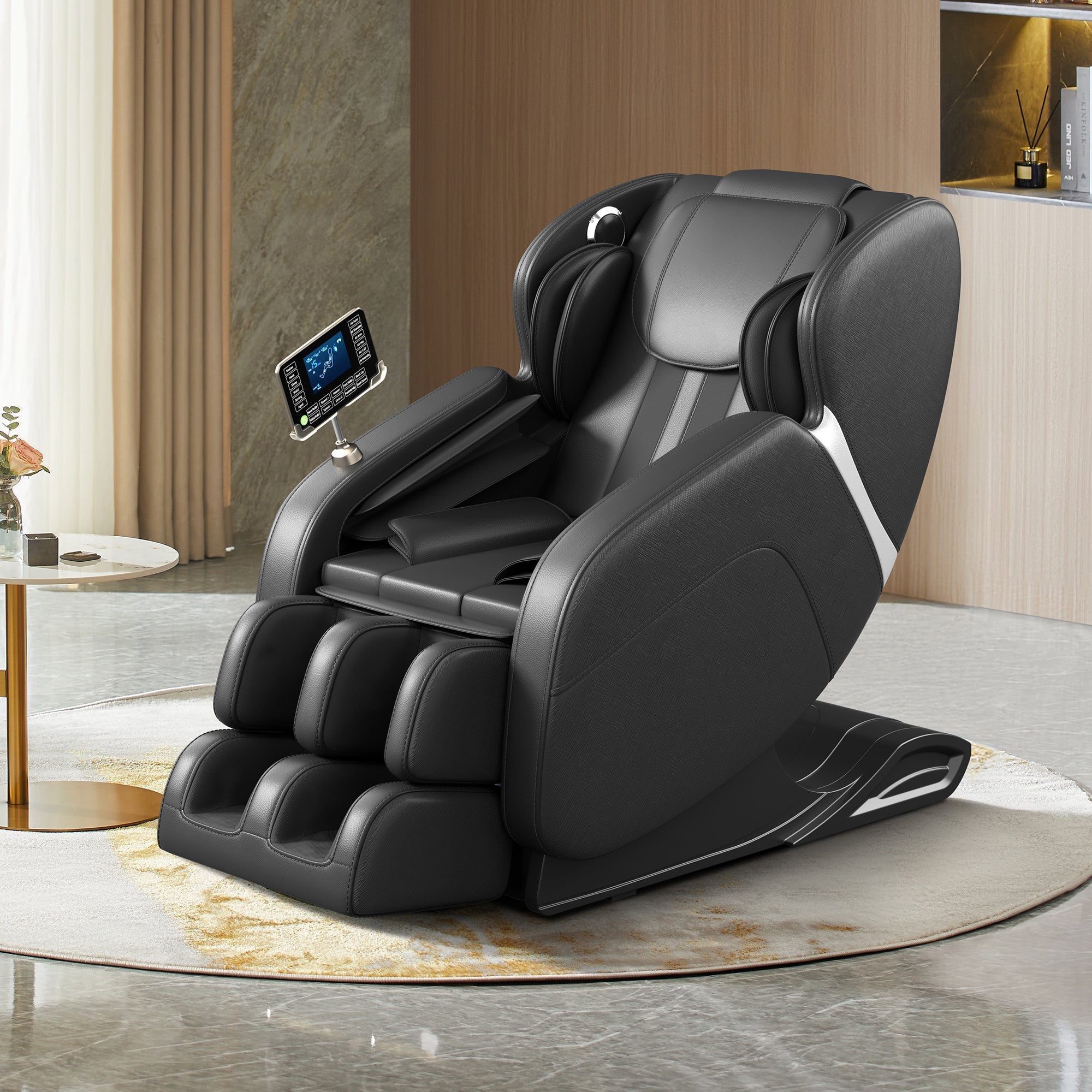 Full body deep tissue massage chair, foot massage, 8 fixed massage rollers, touch screen suitable for 5.1-5.75 feet high (black) V.I.P Digital Presence