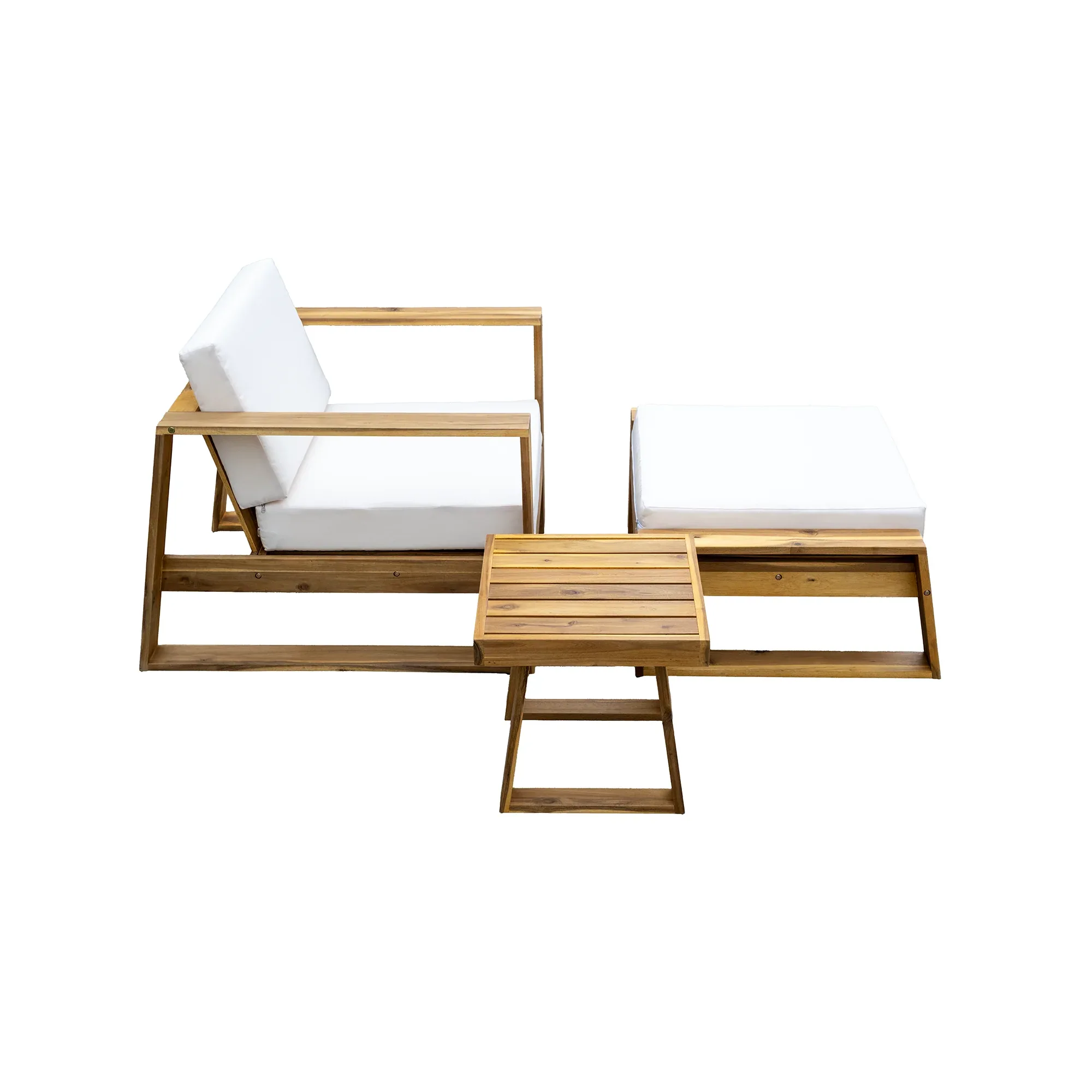 Acacia Wood Outdoor Lounge Set - Chair & Ottoman, Perfect for Patios, Trustymall