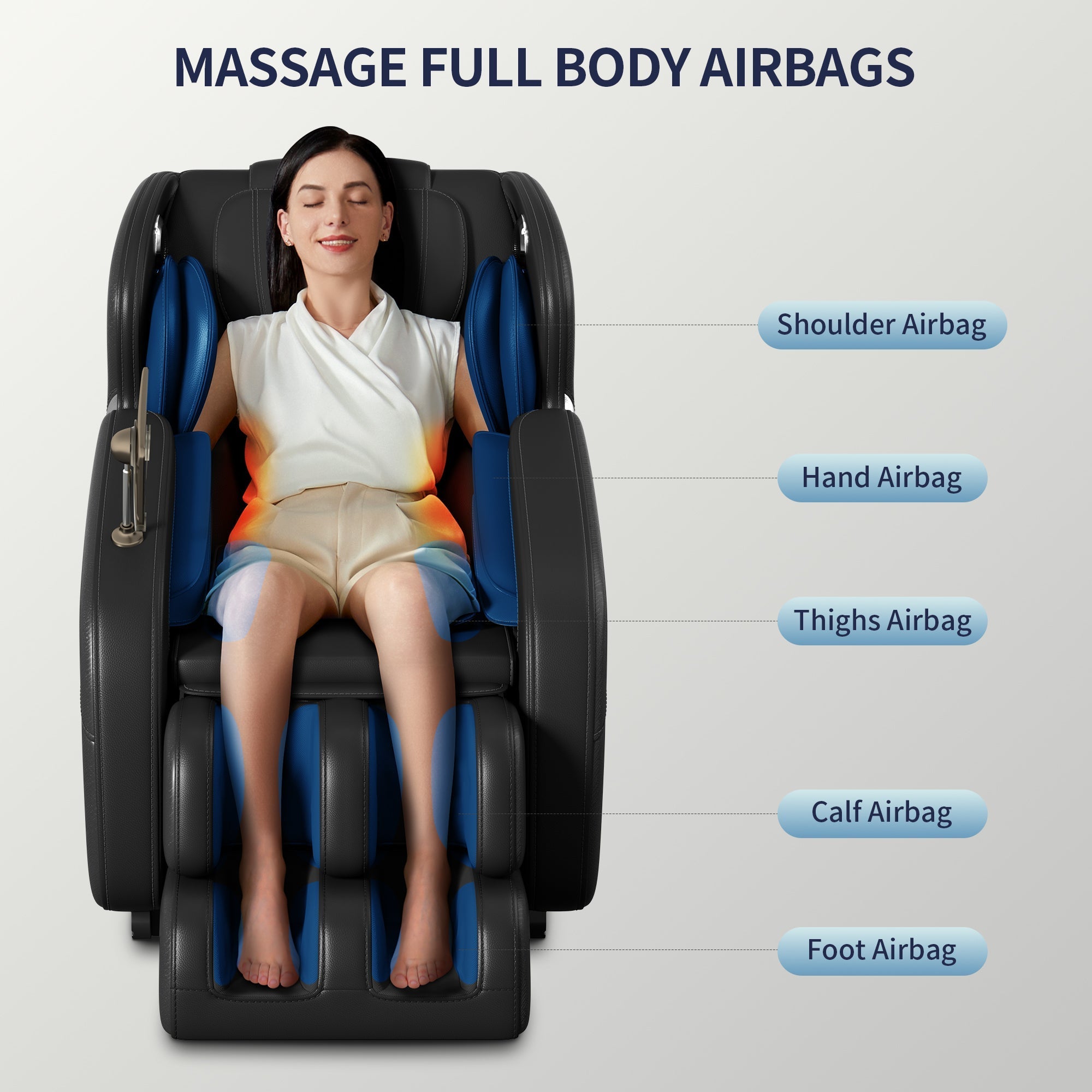 Full body deep tissue massage chair, foot massage, 8 fixed massage rollers, touch screen suitable for 5.1-5.75 feet high (black) V.I.P Digital Presence