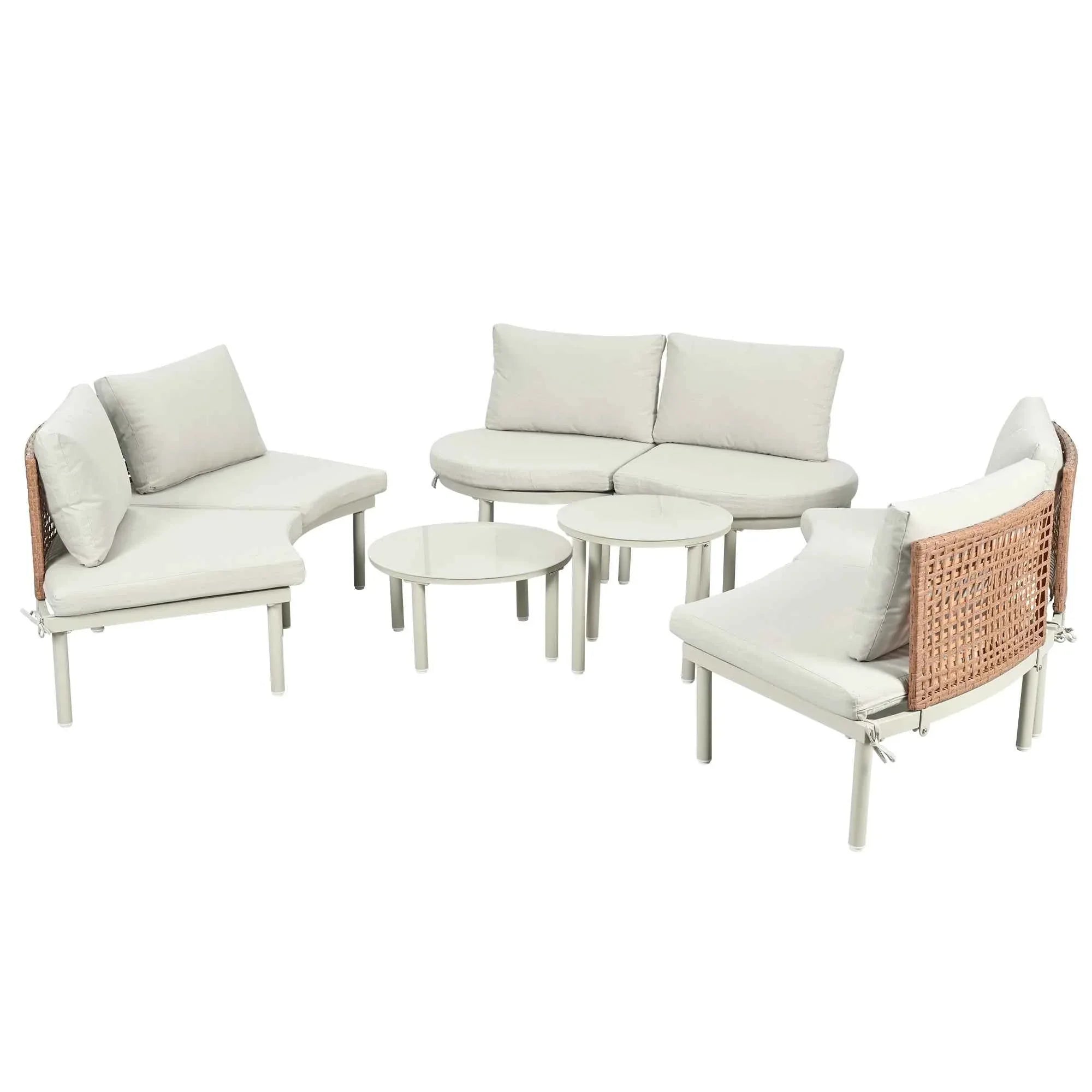 8-Piece Patio Sofa Furniture Set, Half Moon Outdoor Sectional Sofa Trustymall