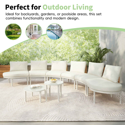 8-Piece Patio Sofa Furniture Set, Half Moon Outdoor Sectional Sofa Trustymall