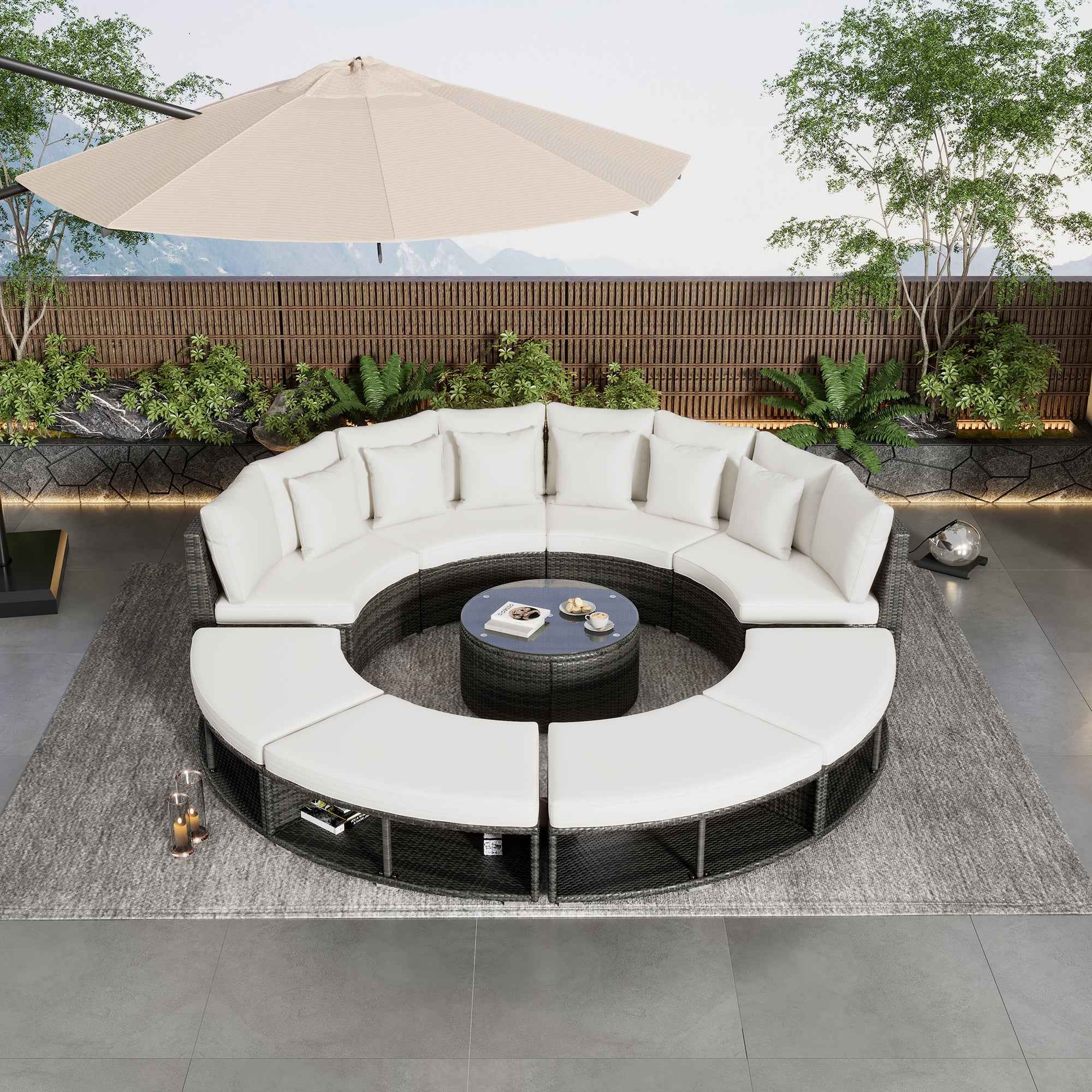 9-Piece Outdoor Patio Furniture Luxury Circular Outdoor Sofa Set Trustymall