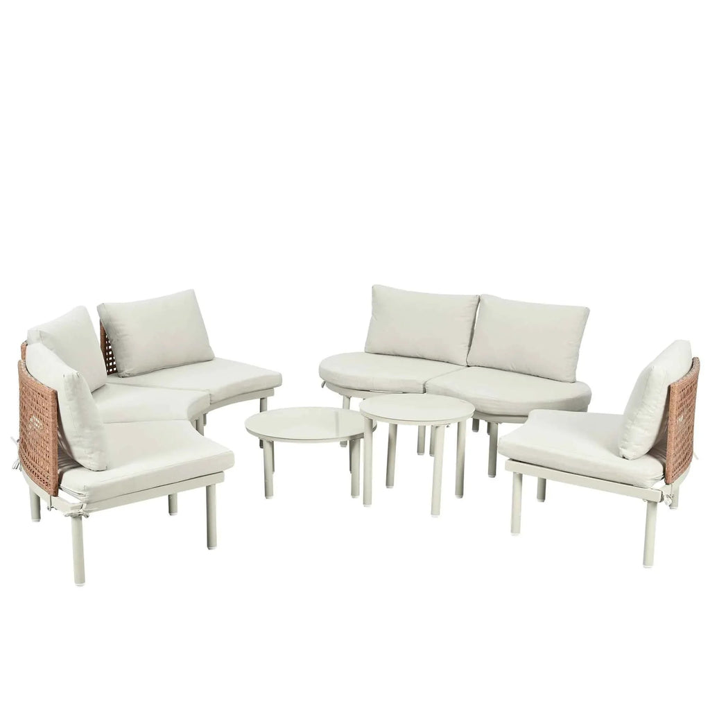 8-Piece Patio Sofa Furniture Set, Half Moon Outdoor Sectional Sofa Trustymall