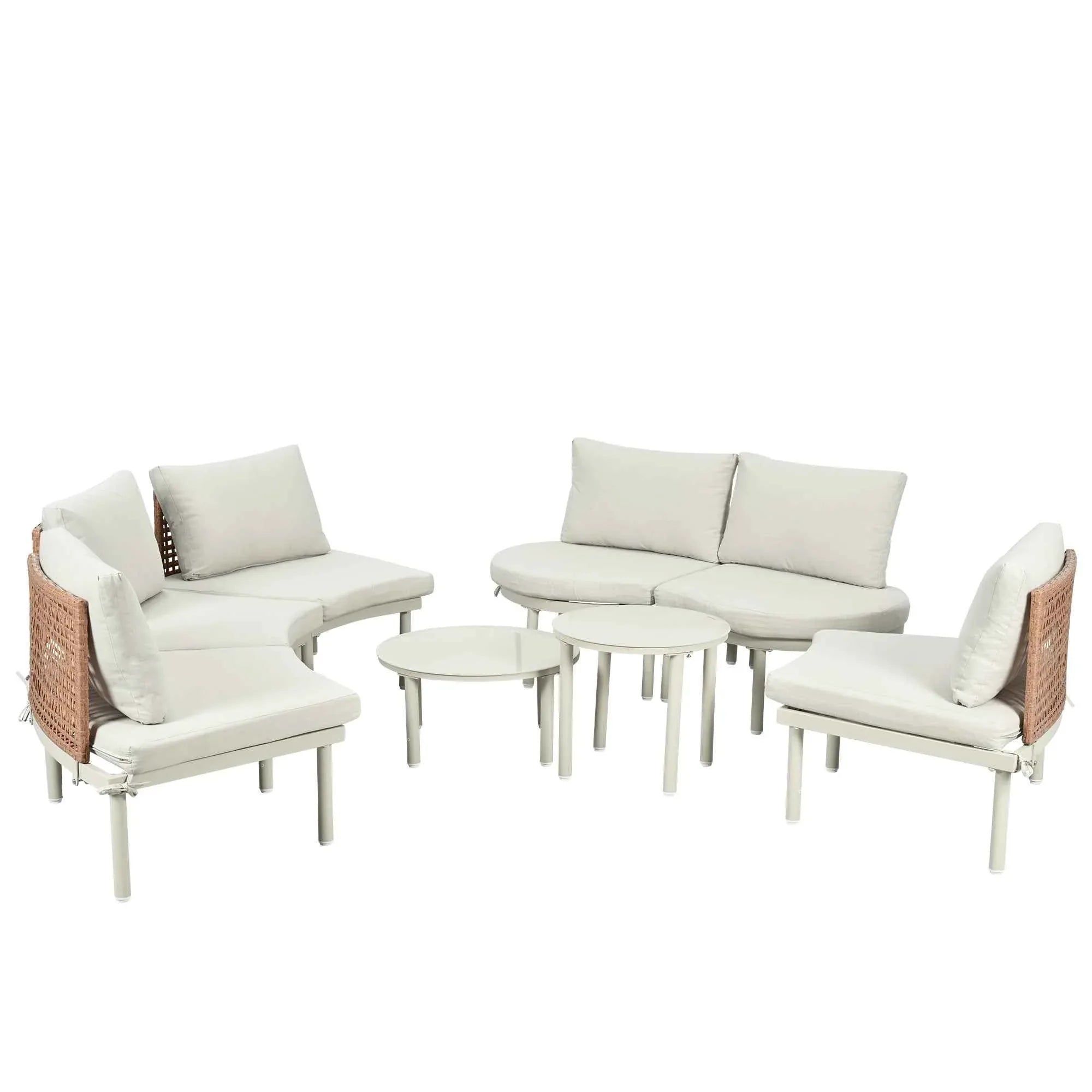 8-Piece Patio Sofa Furniture Set, Half Moon Outdoor Sectional Sofa Trustymall