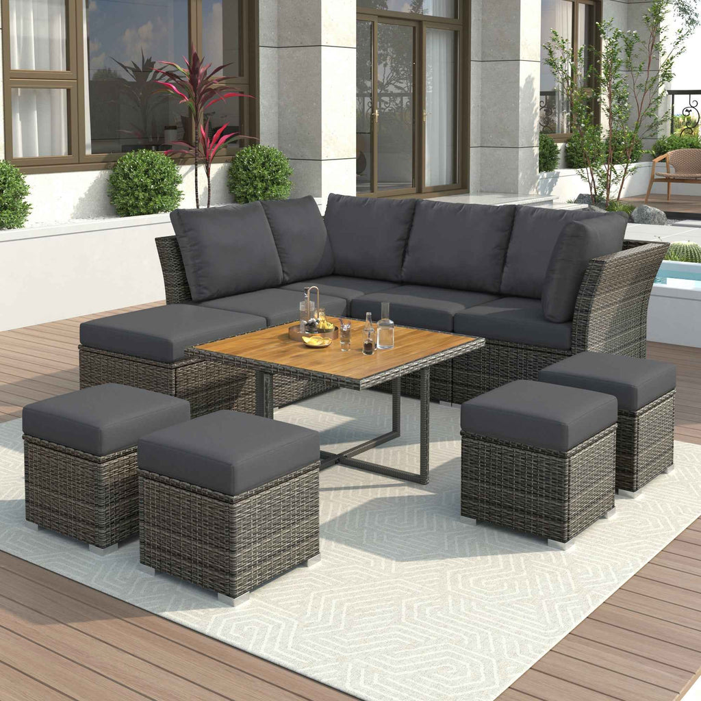 Patio Furniture Set, 10 Piece Outdoor Conversation Set, CoffeeTable Trustymall