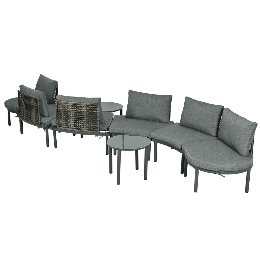 8-Piece Patio Sofa Furniture Set, Half Moon Outdoor Sectional Sofa Trustymall