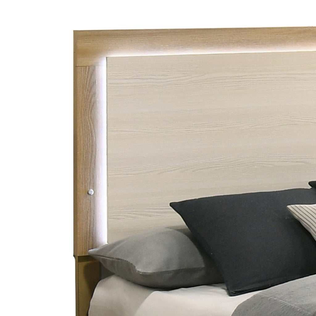 Best Quality Furniture Natural Wood Bedroom Set with LED Headboard Haus of Elevation