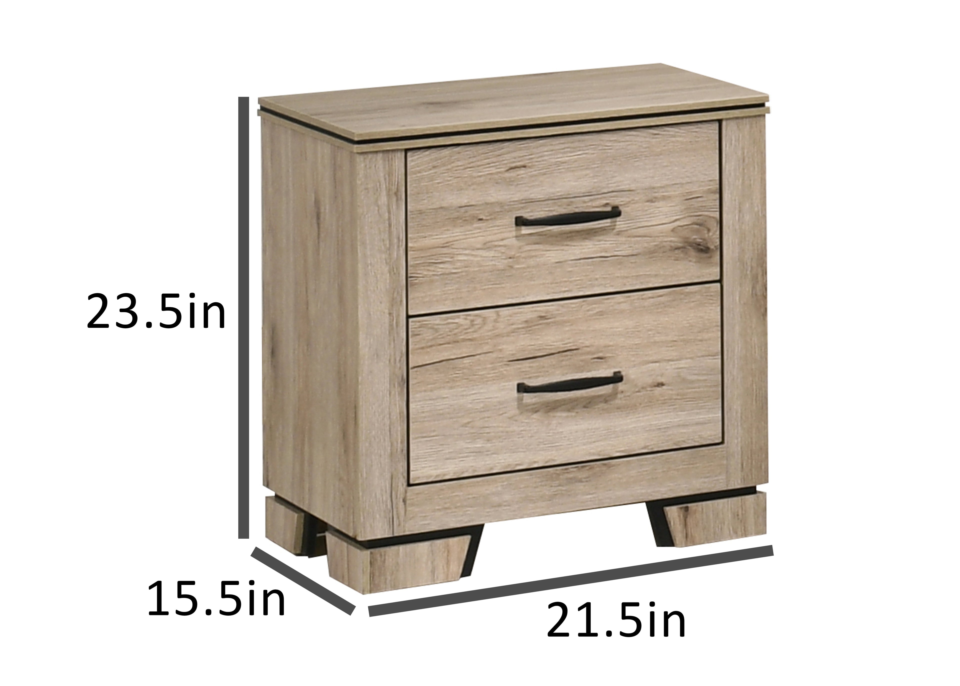 Best Quality Furniture Rustic Light Brown Oak Wood Bedroom Set with LED Lighting Haus of Elevation