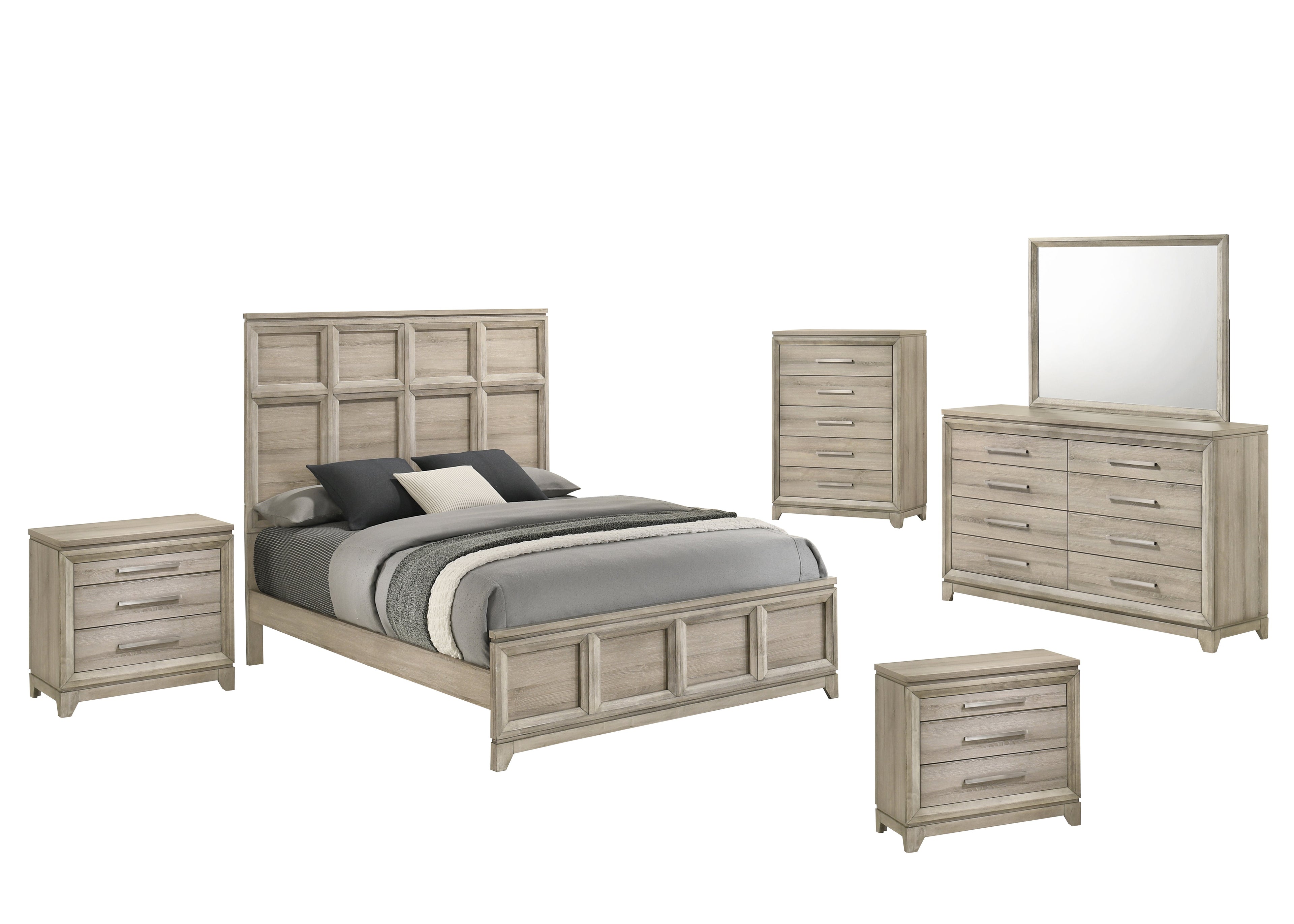 Best Quality Furniture Grey-Beige Wood Bedroom Set with Panel Bed Haus of Elevation