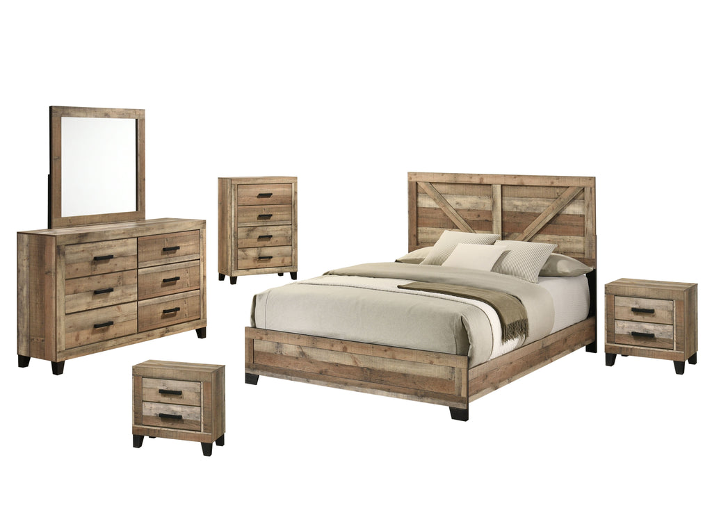 Best Quality Furniture 6 Piece Weathered Brown Pine Wood Bedroom Set in Haus of Elevation