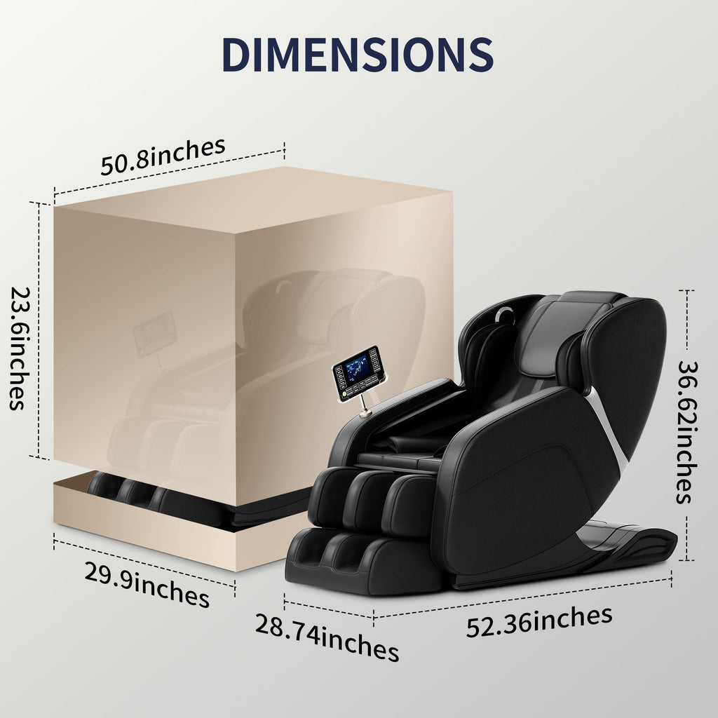 Full body deep tissue massage chair, foot massage, 8 fixed massage rollers, touch screen suitable for 5.1-5.75 feet high (black) V.I.P Digital Presence