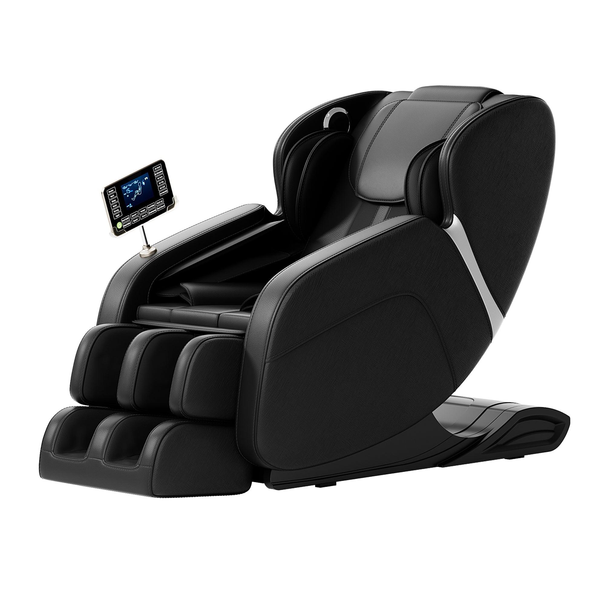 Full body deep tissue massage chair, foot massage, 8 fixed massage rollers, touch screen suitable for 5.1-5.75 feet high (black) V.I.P Digital Presence