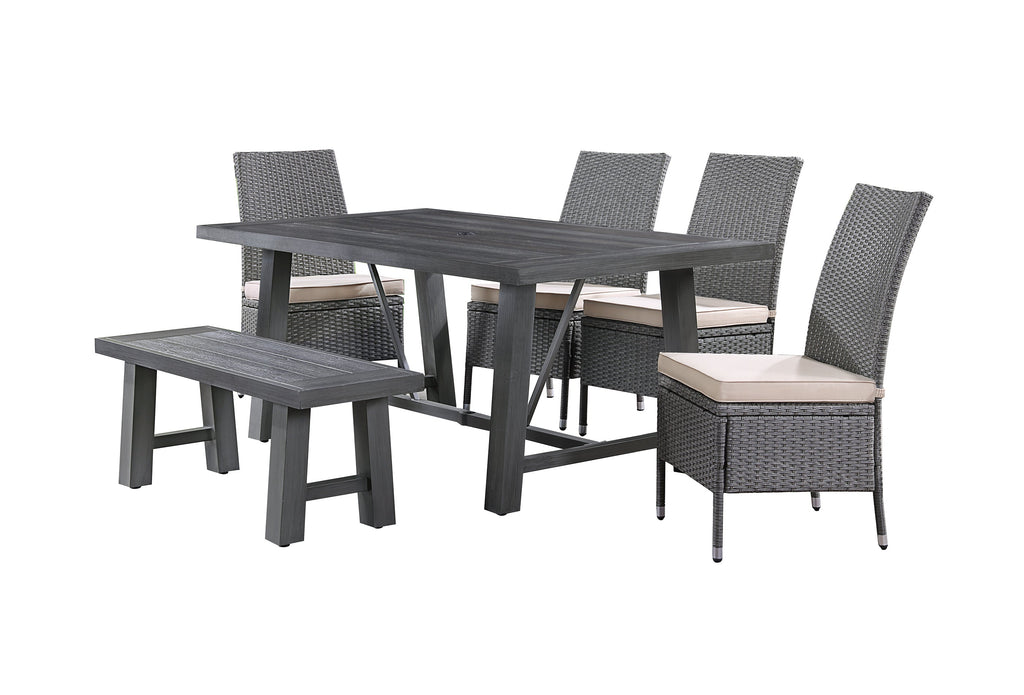 Best Quality Furniture Gray Outdoor Patio Dining Set with Rattan Wicker Chairs Haus of Elevation