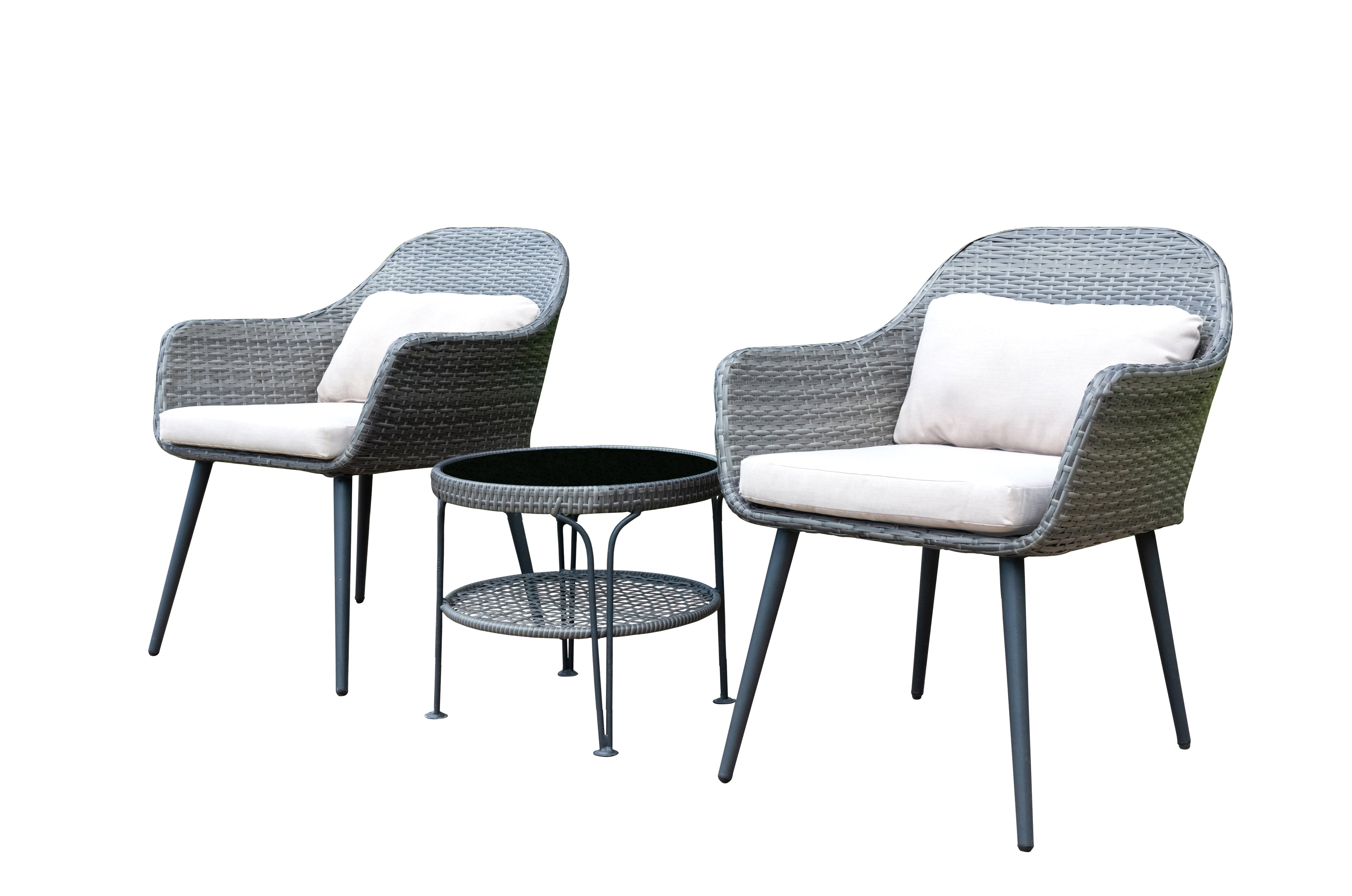 Best Quality Furniture Gray 3 Piece Outdoor Patio Set in Rattan Wicker Haus of Elevation