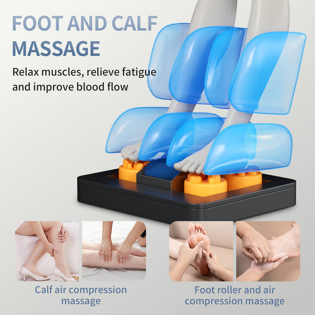 Full body deep tissue massage chair, foot massage, 8 fixed massage rollers, touch screen suitable for 5.1-5.75 feet high (black) V.I.P Digital Presence