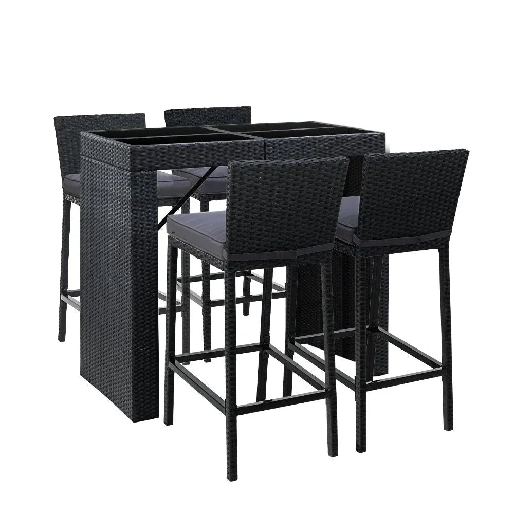 Gardeon Outdoor Bar Set Table Chairs Stools Rattan Patio Furniture 4 Trustymall