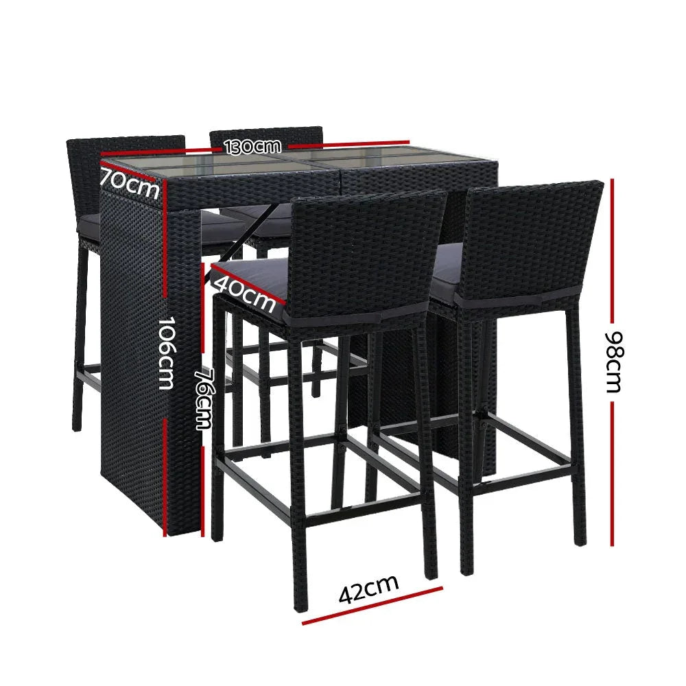 Gardeon Outdoor Bar Set Table Chairs Stools Rattan Patio Furniture 4 Trustymall