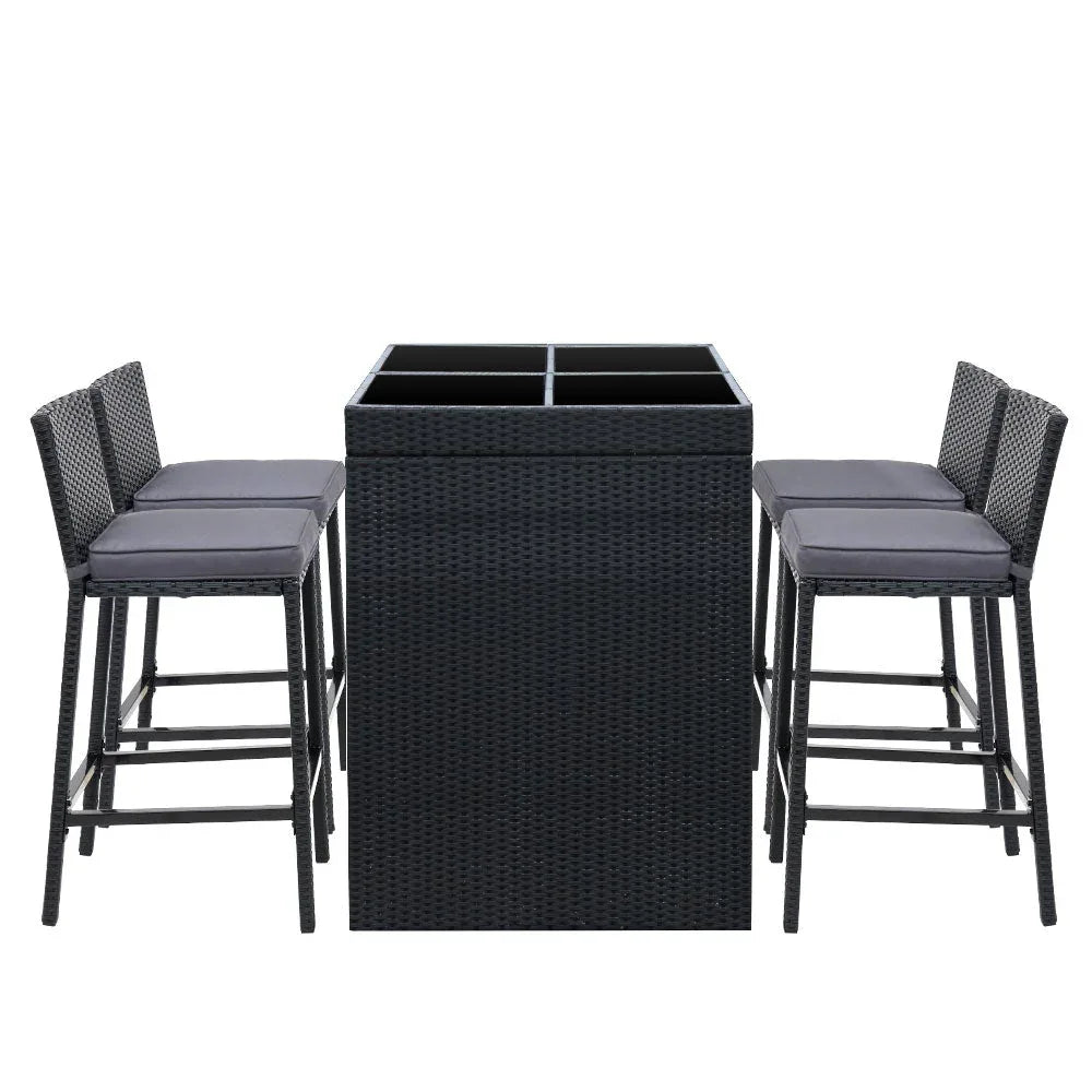 Gardeon Outdoor Bar Set Table Chairs Stools Rattan Patio Furniture 4 Trustymall